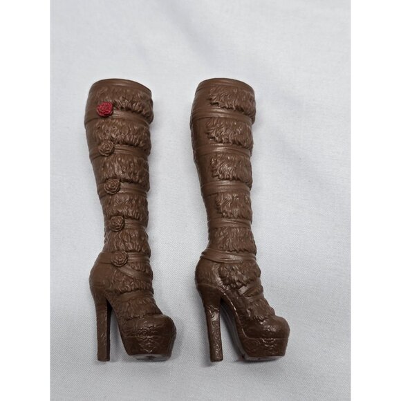 Ever After High Doll Rosabella Beauty signature boots brown shoes fur roses - Picture 3 of 6